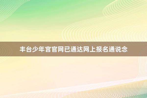 丰台少年宫官网已通达网上报名通说念