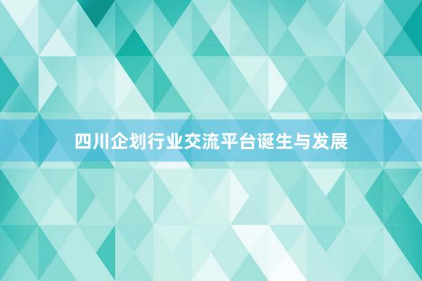 四川企划行业交流平台诞生与发展